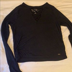 Hollister Black Long Sleeve Crop Top